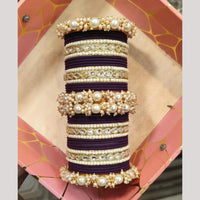 Manisha Jewellery Gold Plated Kundan Stone And Pearl Bangles Set