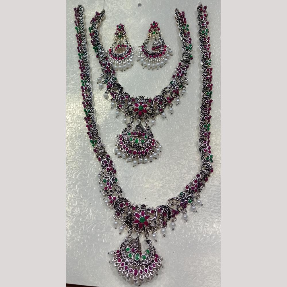 Manisha Jewellery Pota Stone And Pearl Double Necklace Set