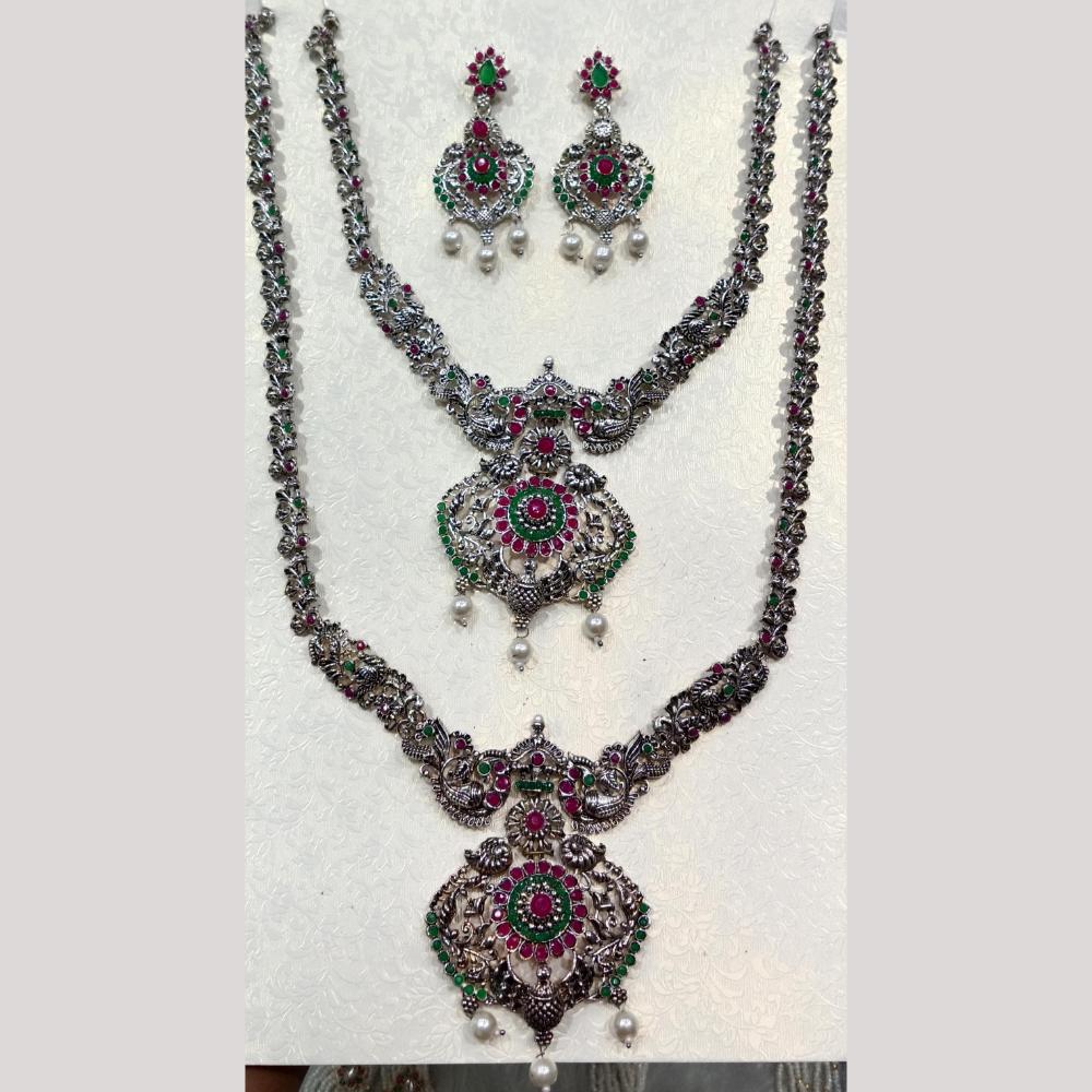 Manisha Jewellery Pota Stone And Pearl Double Necklace Set