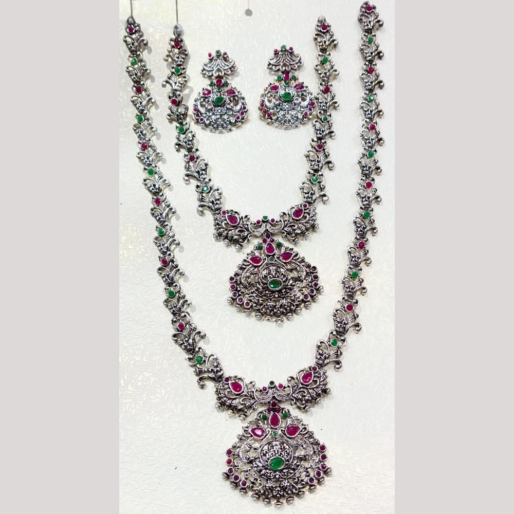 Manisha Jewellery Pota Stone And Pearl Double Necklace Set