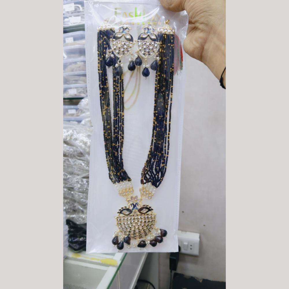 Manisha Jewellery Gold Plated Kundan Beads And Pearl Long Necklace Set