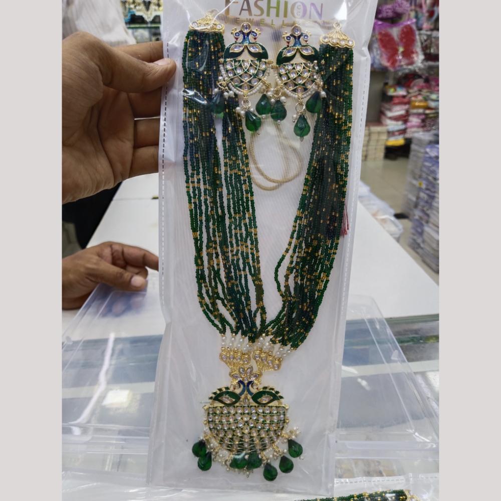 Manisha Jewellery Gold Plated Kundan Beads And Pearl Long Necklace Set