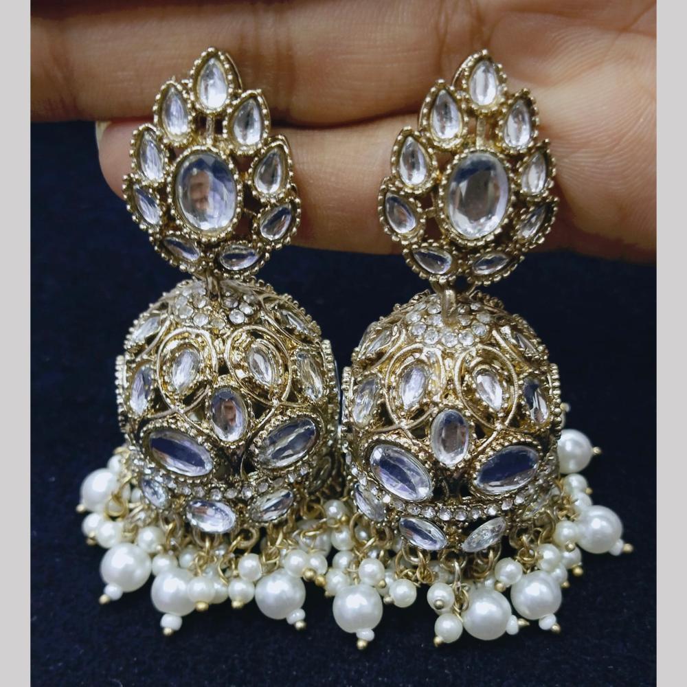 Manisha Jewellery Gold Plated Kundan Stone And Pearls Jhumki Earrings