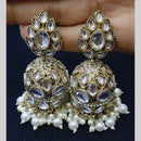 Manisha Jewellery Gold Plated Kundan Stone And Pearls Jhumki Earrings