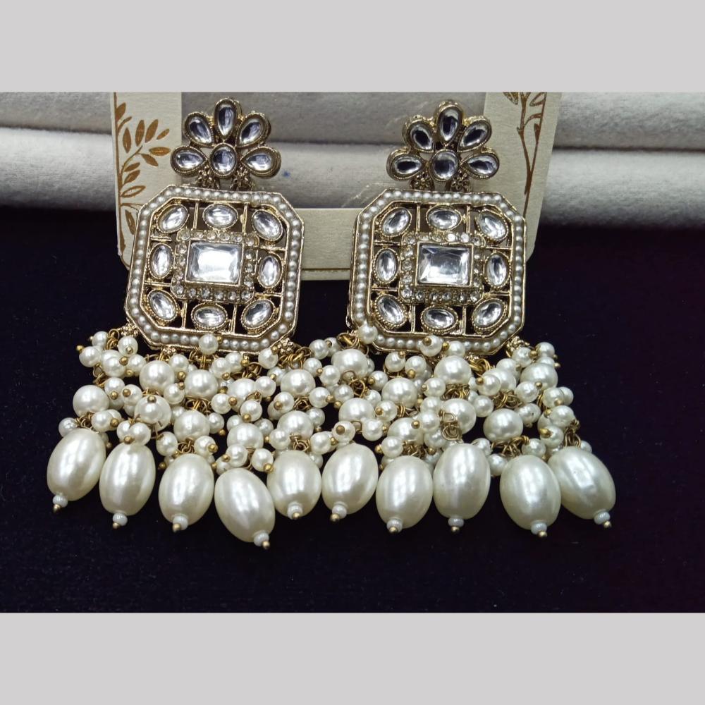 Manisha Jewellery Gold Plated Kundan Stone And Pearls Dangler Earrings