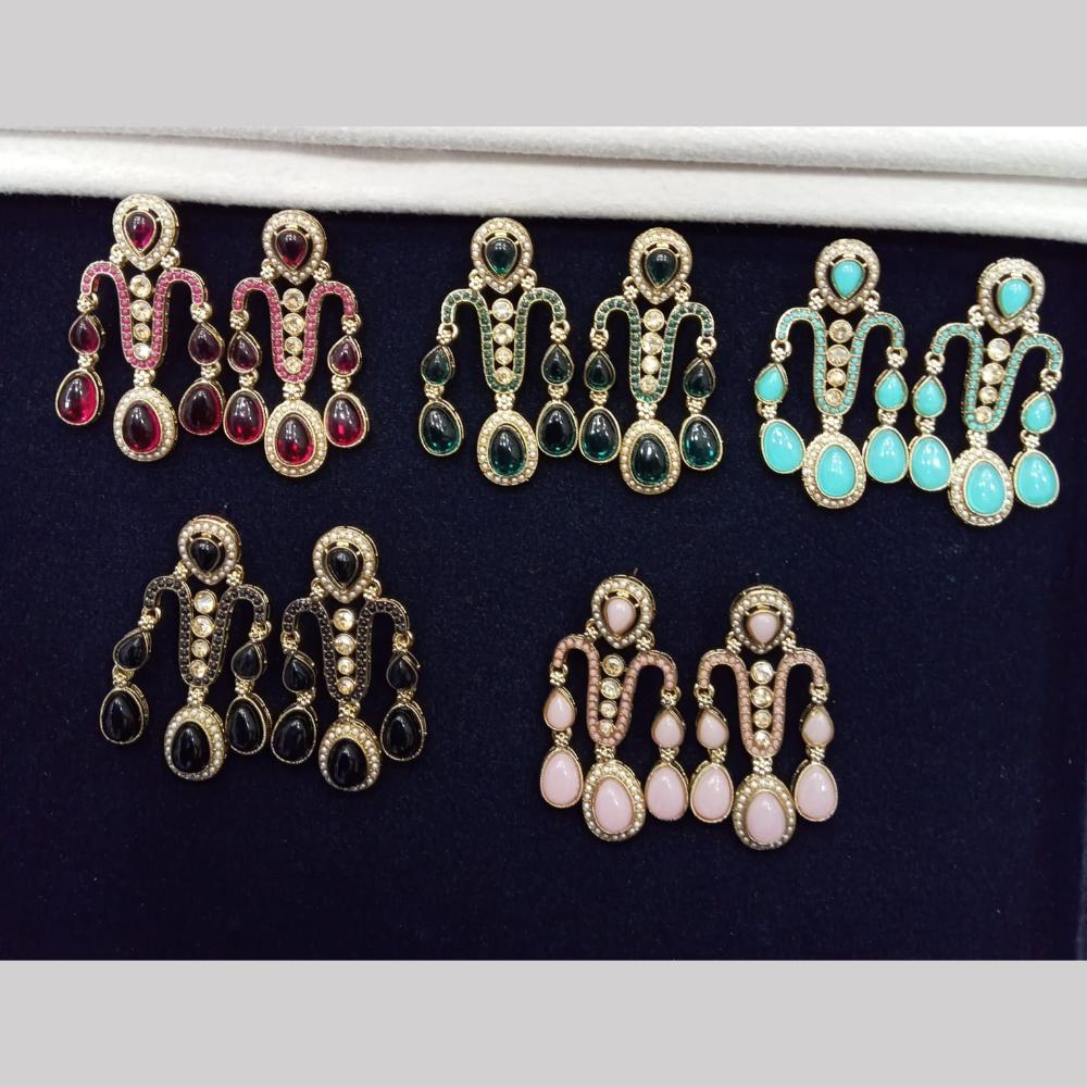 Manisha Jewellery Gold Plated Pota Stone Dangler Earrings