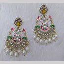 Manisha Jewellery Gold Plated Kundan Stone And Pearls Meenakari Dangler Earrings
