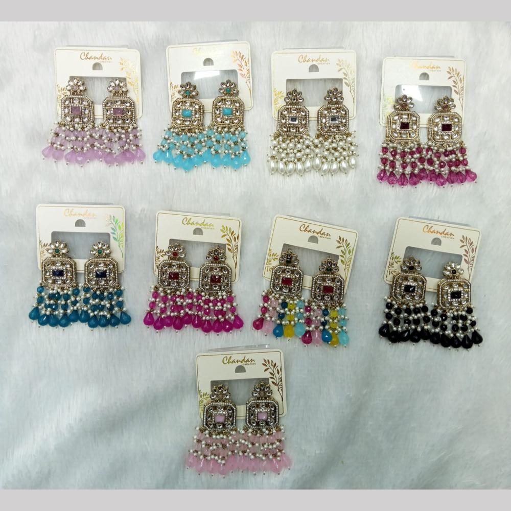 Manisha Jewellery Gold Plated Kundan Stone And Beads Dangler Earrings