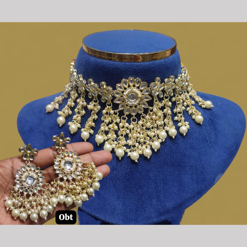 Manisha Jewellery Gold Plated Kundan Stone And Pearls Choker Necklace Set