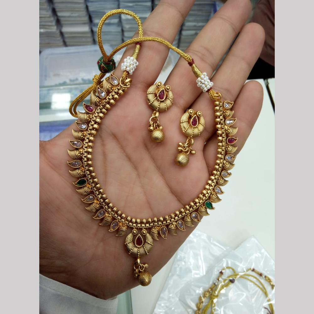 Manisha Jewellery Gold Plated Crystal Stone Necklace Set