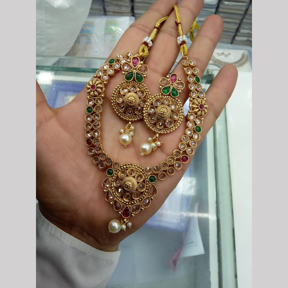 Manisha Jewellery Gold Plated Crystal Stone Necklace Set