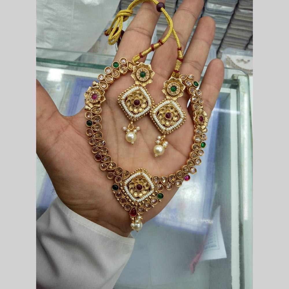 Manisha Jewellery Gold Plated Crystal Stone Necklace Set