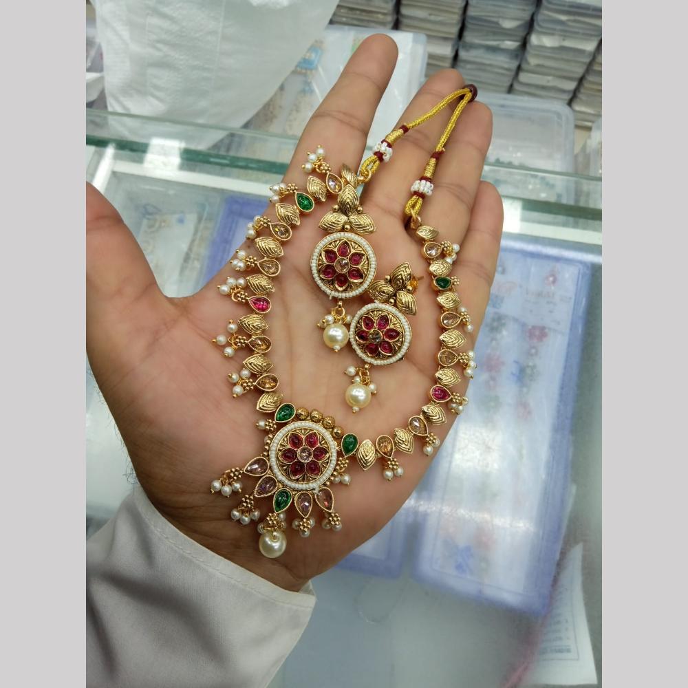 Manisha Jewellery Gold Plated Crystal Stone Necklace Set