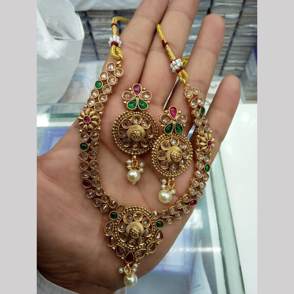 Manisha Jewellery Gold Plated Crystal Stone Necklace Set