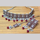 Manisha Jewellery Silver Plated Crystal Stone And Beads Choker Necklace Set