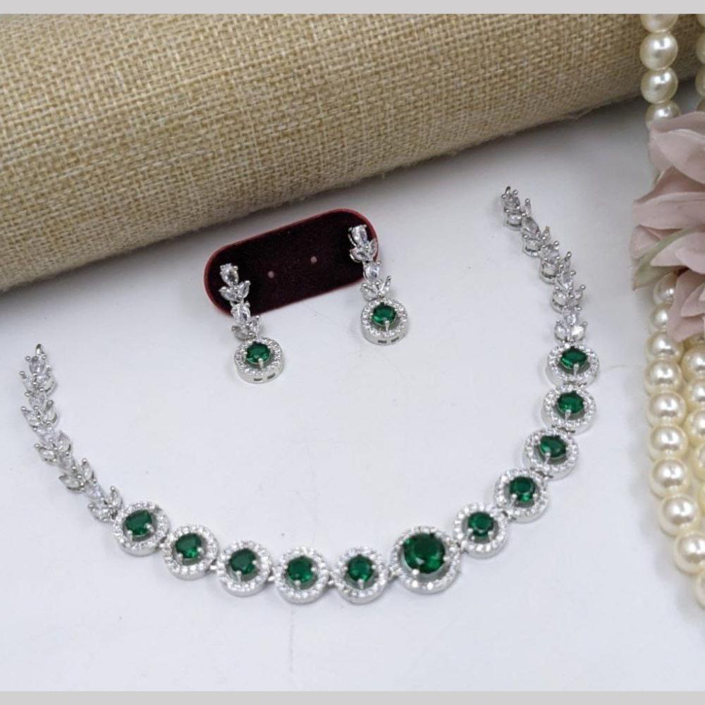 Manisha Jewellery Silver Plated American Daimonds Necklace Set