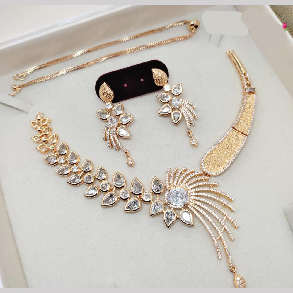 Manisha Jewellery Gold Plated Austrain And Crystal Stone Necklace Set