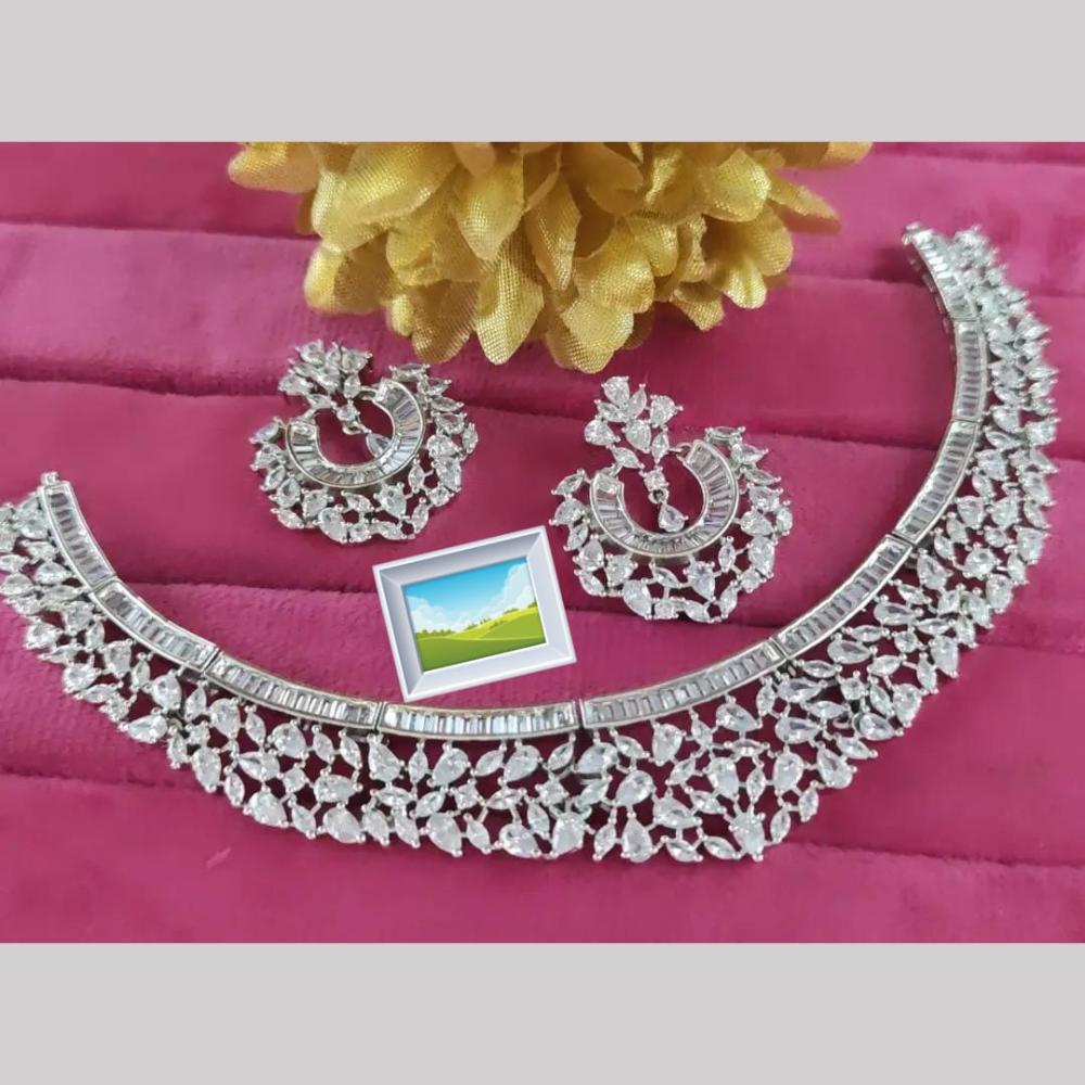 Manisha Jewellery Silver Plated American Daimonds Necklace Set