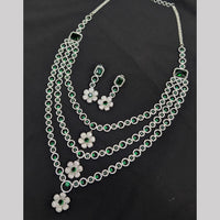 Manisha Jewellery Silver Plated American Daimonds Multi Layer Long Necklace Set