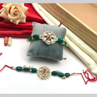 Manisha Jewellery Gold Plated Kundan Stone And Beads Rakhi
