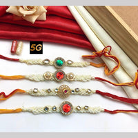 Manisha Jewellery Gold Plated Kundan Stone And Pearls Rakhi  (Assorted Design One Piece Only )