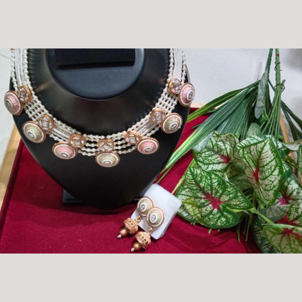 Manisha Jewellery Gold Plated Pota Stone And Meenakari Necklace Set