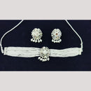 Manisha Jewellery Silver Plated Mirror And Pearl Choker Necklace Set