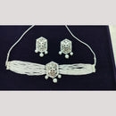 Manisha Jewellery Silver Plated Mirror And Pearl Choker Necklace Set