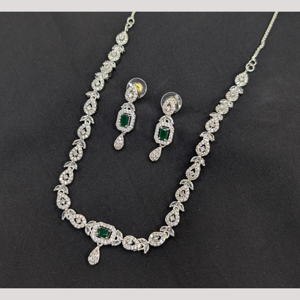 Manisha Jewellery Silver Plated American Daimonds Necklace Set