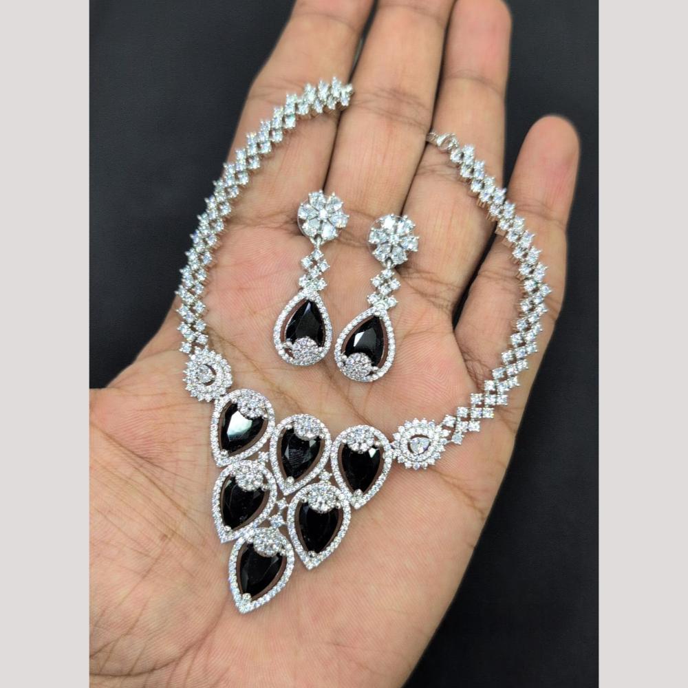 Manisha Jewellery Silver Plated American Diamonds Necklace Set