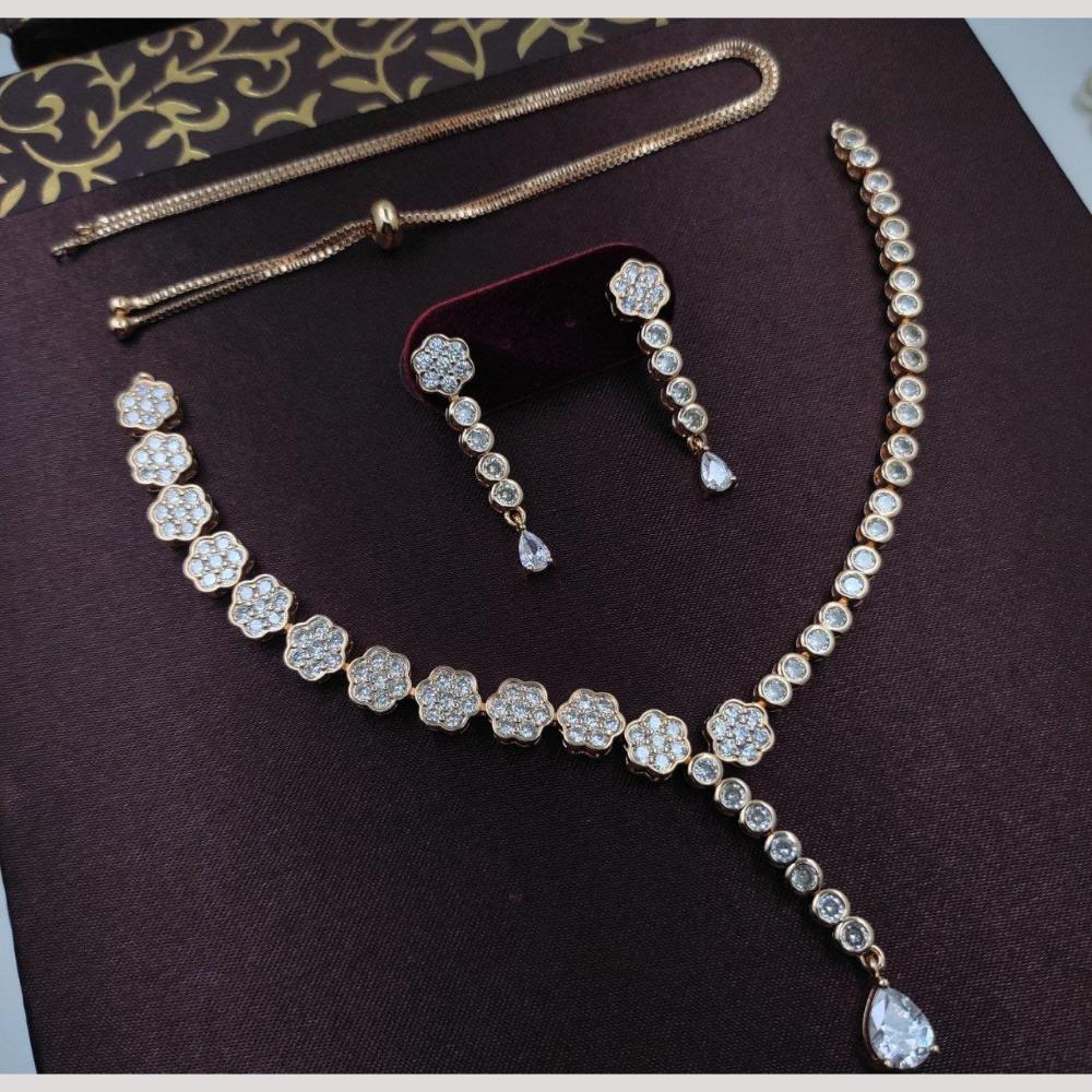 Manisha Jewellery Gold Plated American Daimonds Necklace Set