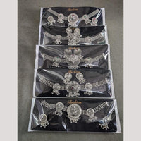 Manisha Jewellery Oxidized Plated Pota Stone Necklace Set (Assorted Design) (One Piece Only)