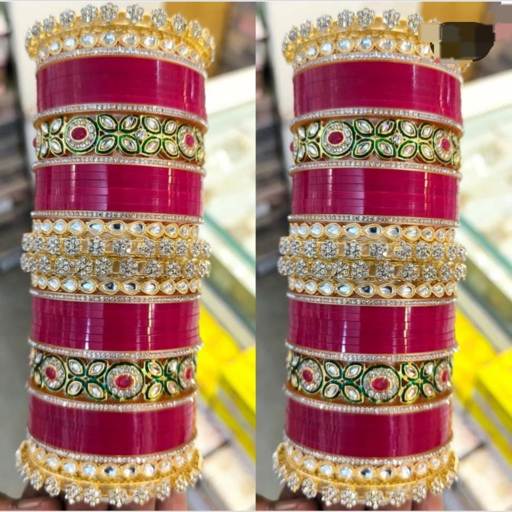 Manisha Jewellery Gold Plated Kundan Stone Acrylic Bridal Bangles Set