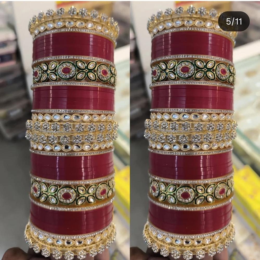 Manisha Jewellery Gold Plated Kundan Stone Acrylic Bridal Bangles Set