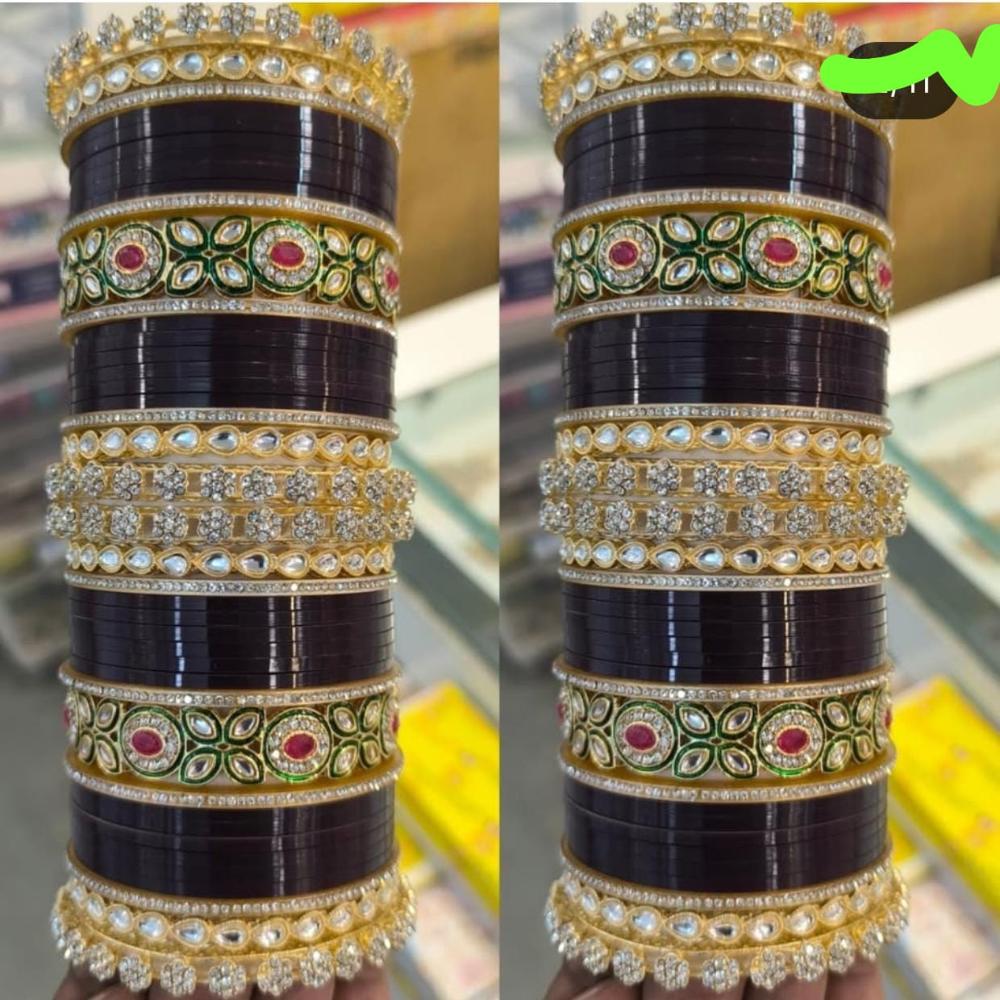 Manisha Jewellery Gold Plated Kundan Stone Acrylic Bridal Bangles Set