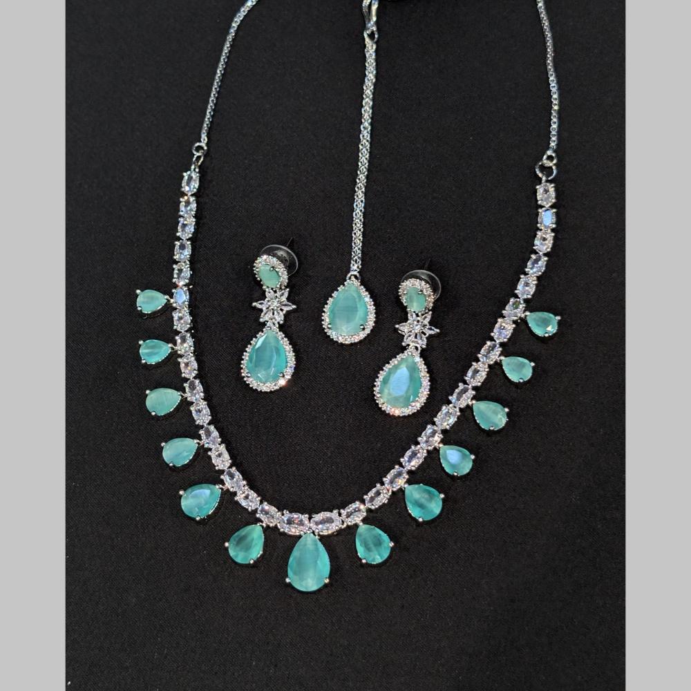Manisha Jewellery Silver Plated American Diamonds Necklace Set