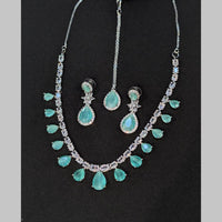 Manisha Jewellery Silver Plated American Diamonds Necklace Set