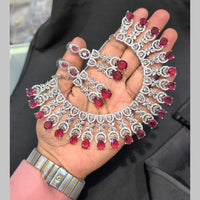Manisha Jewellery Silver Plated American Diamonds Necklace Set