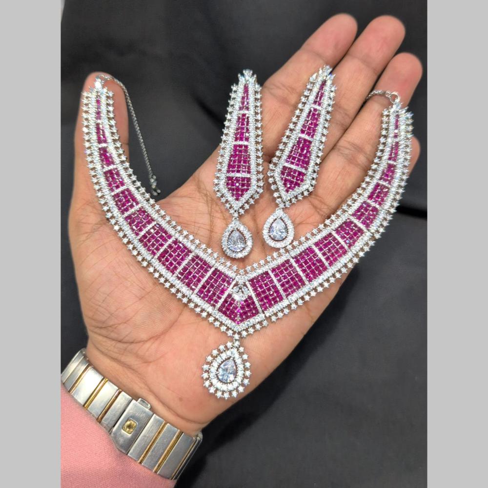 Manisha Jewellery Silver Plated American Diamonds Necklace Set