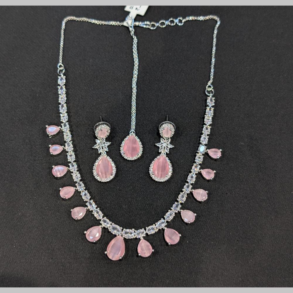 Manisha Jewellery Silver Plated American Diamonds Necklace Set