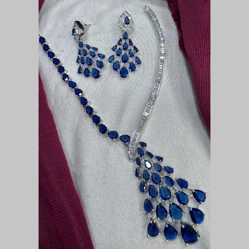 Manisha Jewellery Silver Plated American Diamonds Necklace Set