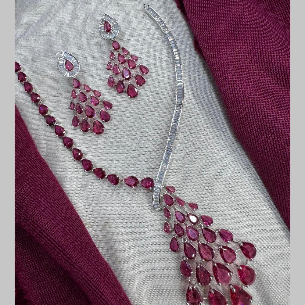 Manisha Jewellery Silver Plated American Diamonds Necklace Set