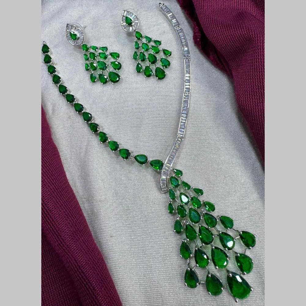Manisha Jewellery Silver Plated American Diamonds Necklace Set