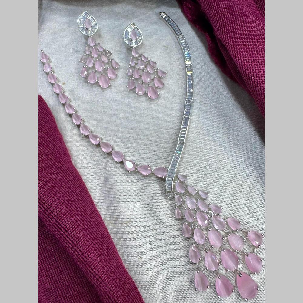 Manisha Jewellery Silver Plated American Diamonds Necklace Set