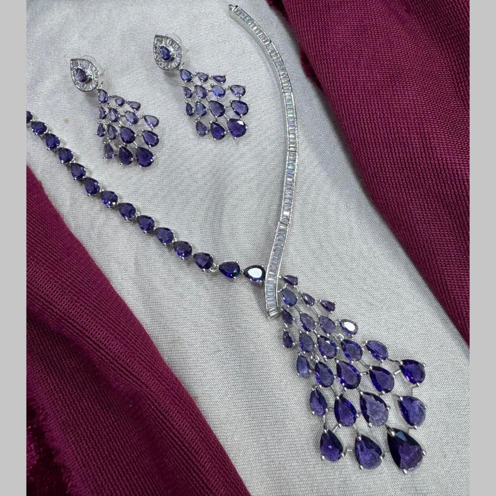 Manisha Jewellery Silver Plated American Diamonds Necklace Set