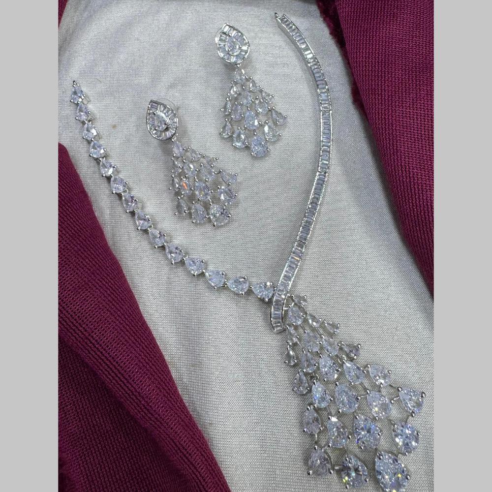 Manisha Jewellery Silver Plated American Diamonds Necklace Set
