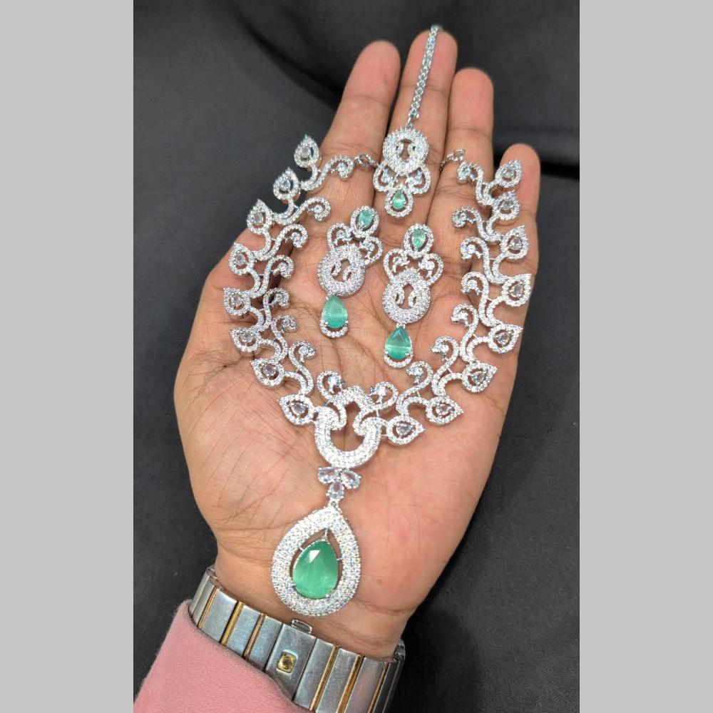 Manisha Jewellery Silver Plated American Diamonds Necklace Set
