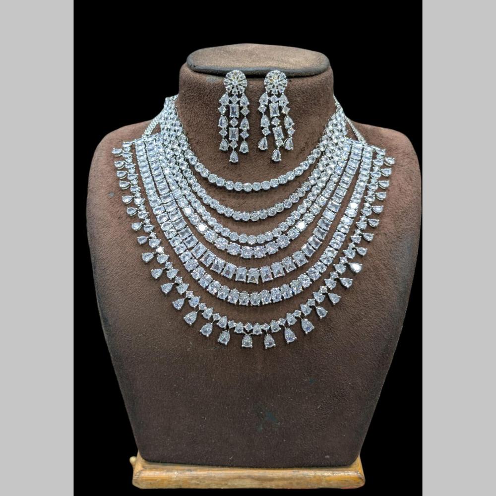 Manisha Jewellery Silver Plated American Diamonds Necklace Set