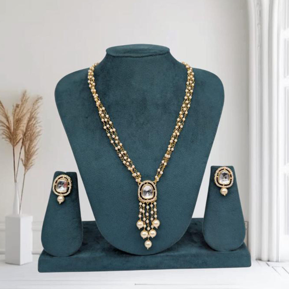 Manisha Jewellery Gold Plated Kundan Stone And Beads Necklace Set