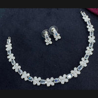 Manisha Jewellery Silver Plated American Diamonds Necklace Set